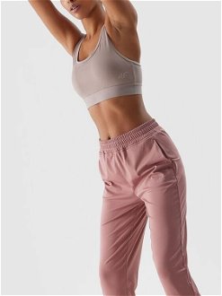 Dámske tréningové rýchloschnúce nohavice - púdrovo ružové 5