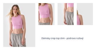 Dámsky crop top slim - púdrovo ružový 1