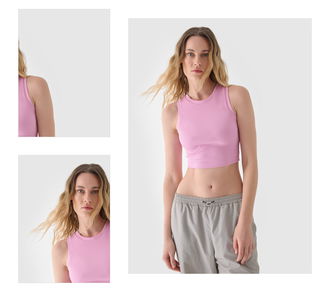 Dámsky crop top slim - púdrovo ružový 4