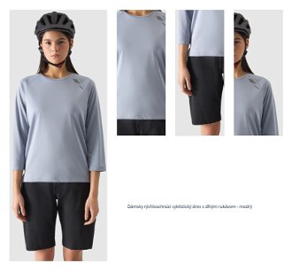 Dámsky rýchloschnúci cyklistický dres s dlhým rukávom - modrý 1