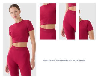 Dámsky rýchloschnúci tréningový slim crop top - červený 1