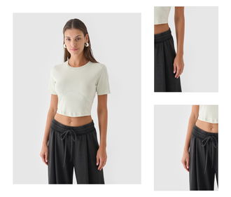 Dámsky slim crop top bez potlače - tyrkysový 3