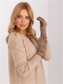 Dark beige women's touch gloves 2