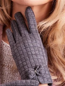 Dark grey checkered women's gloves 7