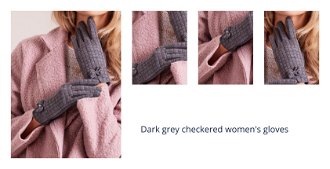 Dark grey checkered women's gloves 1