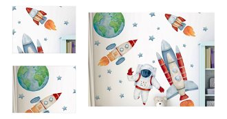 DEKORACJAN Nálepka na stenu - Astronaut a rakety vo vesmíre 4
