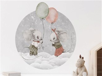 Nálepka na stenu - Krajina snov - Myšky s balónikmi veľkosť: L 2