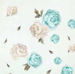Nálepka na stenu - kvety Pivonky bielomodré 6