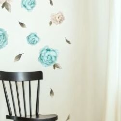 Nálepka na stenu - kvety Pivonky bielomodré 5