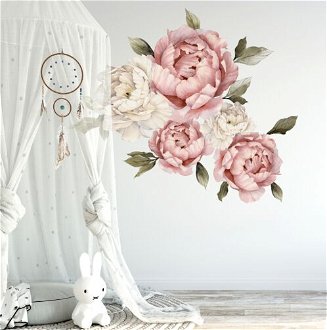 DEKORACJAN Nálepka na stenu - kvety Pivonky staroružové Velikost: L, laminát: žádný