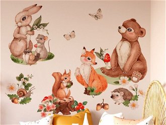 DEKORACJAN Nálepka na stenu - Zvieratká z malebného lesa