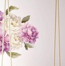Nálepky na stenu - kvety Pivonky fialové veľkosť: L 7