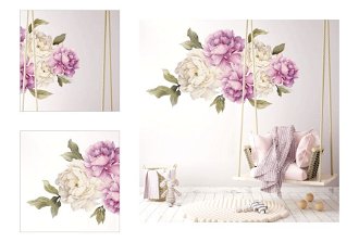 DEKORACJAN Nálepky na stenu - kvety Pivonky fialové Velikost: L 4