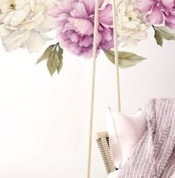 Nálepky na stenu - kvety Pivonky fialové veľkosť: L 5