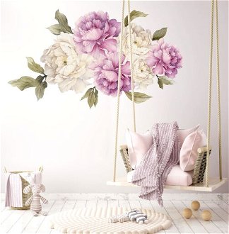 DEKORACJAN Nálepky na stenu - kvety Pivonky fialové Velikost: XL 2