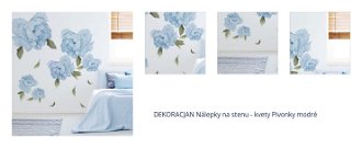 Nálepky na stenu - kvety Pivonky modré 1