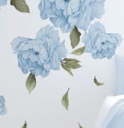 Nálepky na stenu - kvety Pivonky modré 5