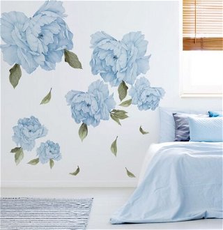 Nálepky na stenu - kvety Pivonky modré 2