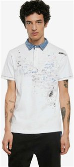 Desigual biele pánske tričko Polo Miguel 2