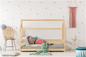 Deská posteľ Domček so zábradlím Clasic rozmer lôžka: 100 x 180 cm