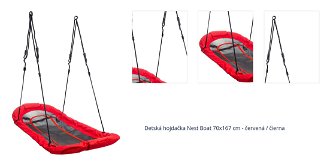 Detská hojdačka Nest Boat 70x167 cm - červená / čierna 1