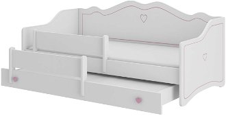 Detská posteľ s prístelkou a matracmi Elisa II 80x160 cm - biela / ružový vzor 2