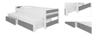 Detská posteľ s prístelkou Filis 90x200 cm - biela / sivá 3