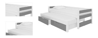 Detská posteľ s prístelkou Filis 90x200 cm - biela / sivá 4