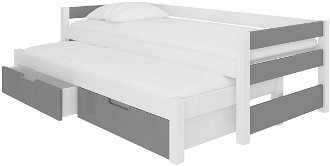 Detská posteľ s prístelkou Filis 90x200 cm - biela / sivá 2