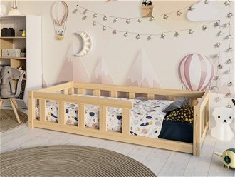 Detská posteľ so zábranou (plôtikom) - nízka rozmer lôžka: 100 x 180 cm