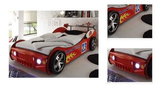 Detská pretekárska posteľ Energy 90x200 cm, červené auto s osvetlením% 3