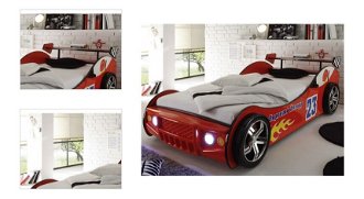Detská pretekárska posteľ Energy 90x200 cm, červené auto s osvetlením% 4