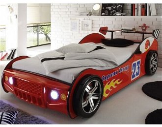 Detská pretekárska posteľ Energy 90x200 cm, červené auto s osvetlením% 2