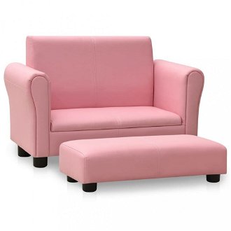 Detská sedačka s podnožkou umelá koža Dekorhome Svetlo ružová,Detská sedačka s podnožkou umelá koža Dekorhome Svetlo ružová