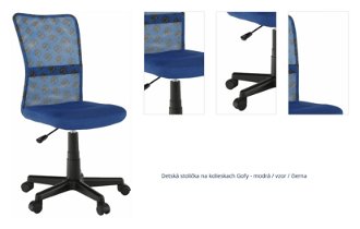 Detská stolička na kolieskach Gofy - modrá / vzor / čierna 1
