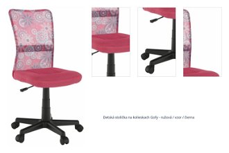 Detská stolička na kolieskach Gofy - ružová / vzor / čierna 1