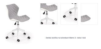 Detská stolička na kolieskach Matrix 3 - biela / sivá 1