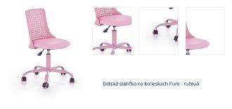 Detská stolička na kolieskach Pure - ružová 1