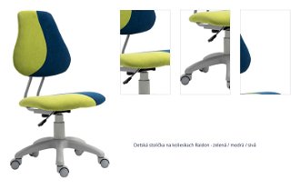 Detská stolička na kolieskach Raidon - zelená / modrá / sivá 1