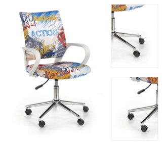 Detská stolička na kolieskach s podrúčkami Ibis - biela / vzor freestyle 3