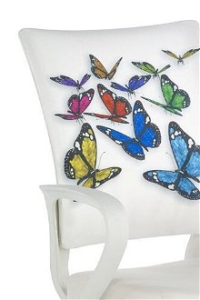 Detská stolička na kolieskach s podrúčkami Ibis - biela / vzor motýle 6
