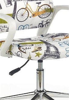 Detská stolička na kolieskach s podrúčkami Ibis - biela / vzor Paríž 5
