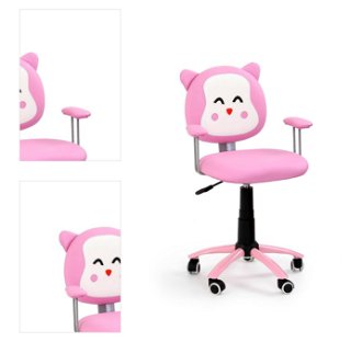 Detská stolička na kolieskach s podrúčkami Kitty - ružová / biela 4