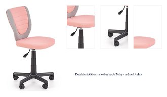 Detská stolička na kolieskach Toby - ružová / sivá 1