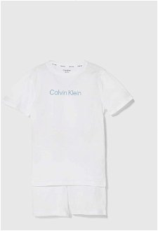 Detské bavlnené pyžamo Calvin Klein Underwear biela farba, s potlačou