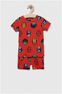 Detské bavlnené pyžamo GAP x Marvel červená farba, vzorovaná