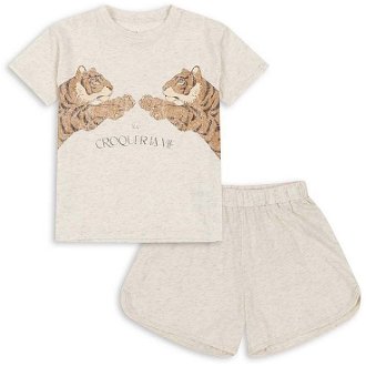 Detské bavlnené pyžamo Konges Sløjd béžová farba, s potlačou
