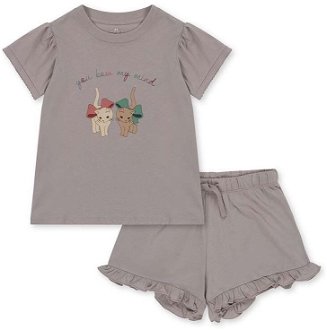 Detské bavlnené pyžamo Konges Sløjd šedá farba, s potlačou