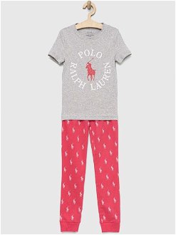Detské bavlnené pyžamo Polo Ralph Lauren ružová farba, vzorovaná