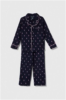 Detské bavlnené pyžamo Polo Ralph Lauren tmavomodrá farba, vzorovaná